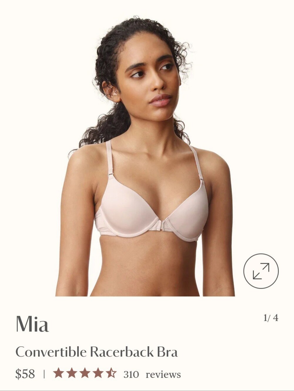 LULALU MIA Front-Closure Convertible Racerback Bra — Blush Pink